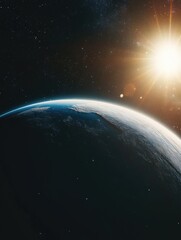 Fototapeta premium Earth from Space with Sun