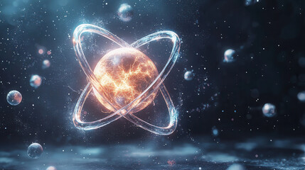 glowing atomic structure with intricate details and vibrant colors, representing energy and science