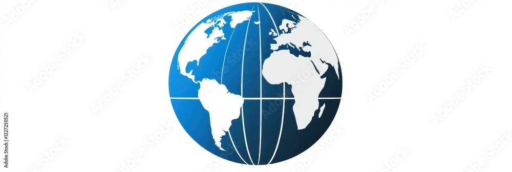 Aufkleber stylized globe illustration featuring continents and oceans in shades of blue and white, symbolizing