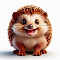 Obraz premium Smiling hedgehog posing on white background
