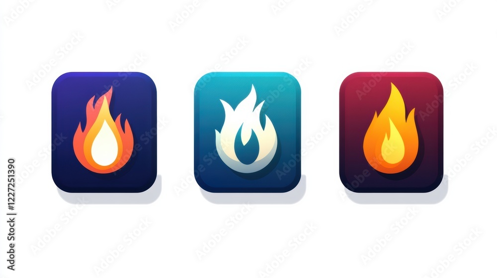 Leinwandbilder flame icons in various styles for creative design and user interfaces. generative ai