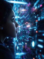 Young Woman Looking at Digital Screen