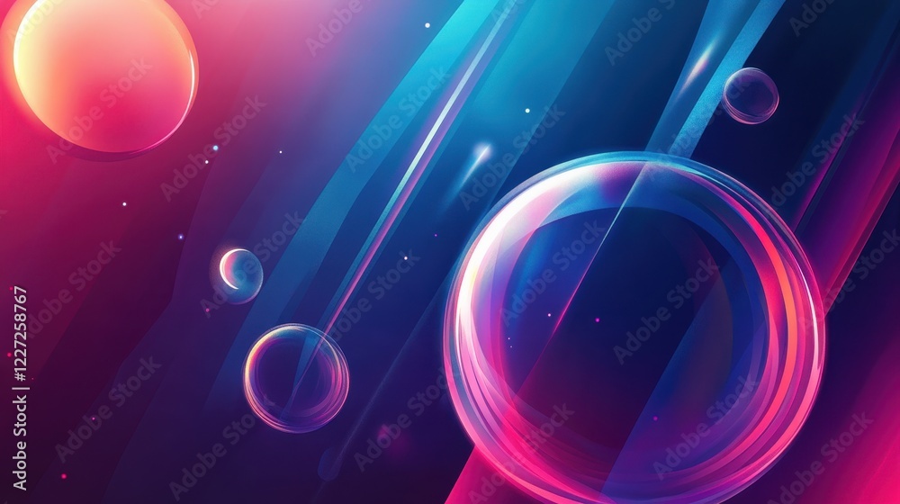 Canvas Prints abstract space scene with glowing bubbles and lines
