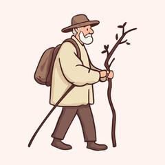 Cartoon Old Man Cane Stock vector illustration 