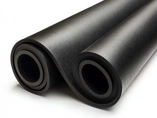Black Exercise Mats: Rolled, Textured, and Modern