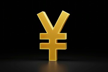 Obraz premium A 3D rendering of a golden Yen symbol against a transparent background.