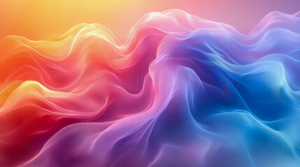 Obraz premium Abstract flowing waves of color blend seamlessly. Vibrant gradients create a dynamic, ethereal background. Soft, light, and perfect for modern designs. Fluid, dreamy, colorful, motion.