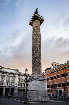 Column of Marcus Aurelius, Piazza Colonna, Rome, Italy
