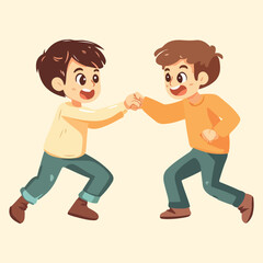 Two Boy Fighting Vectors Illustration