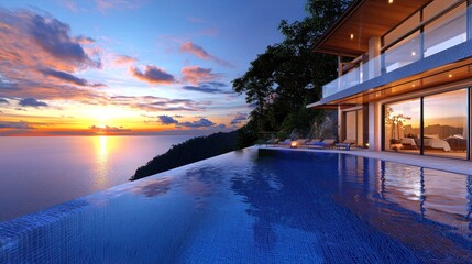 Fototapeta premium Luxury Cliffside Villa with Ocean View