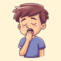 Cartoon little boy coughing vector illustration