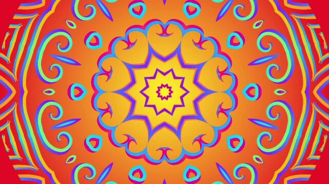 caleidoscope classic gradient circle flower art pattern of traditional tenun batik ethnic dayak ornament for animation ads	