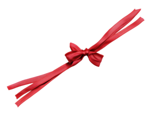 Isolated Thin Red Ribbon Bow