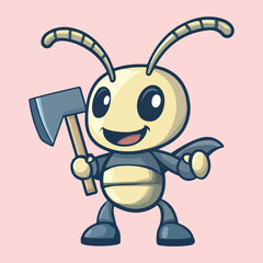 Obraz premium Ant with axe vector illustration 