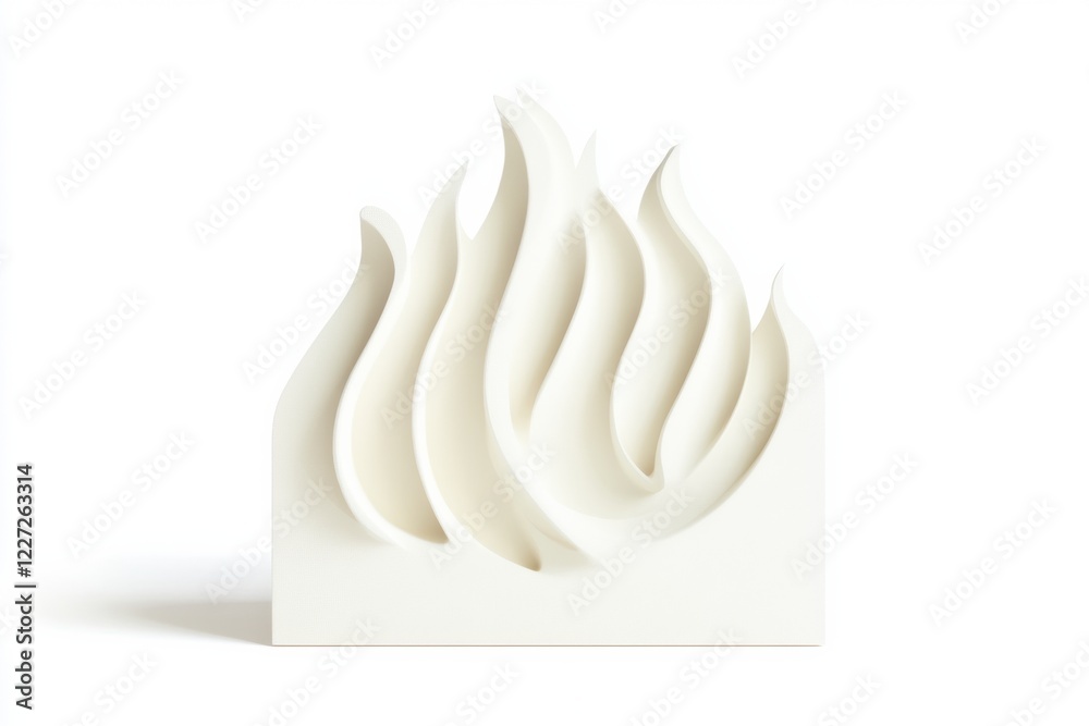 Aufkleber elegant white flame icon sculpture on a minimalist background representing warmth and comfort in mod