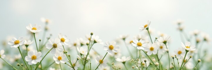 Fototapeta premium Tiny gypsophila flowers, intricate detail, stark white , close-up, texture