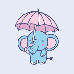 An elephant with an umbrella vector illustration 