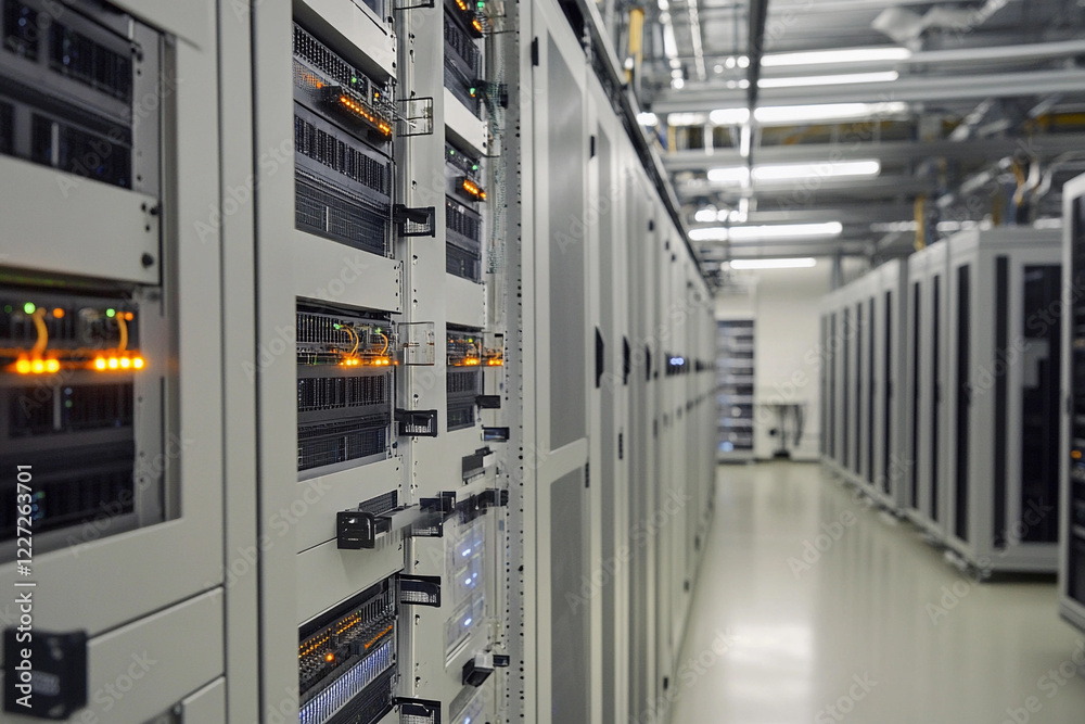 Poster data center with high-performance servers and equipment