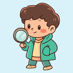 Boy With Magnifying Glass Vectors illustration