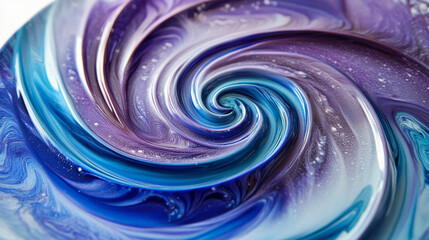 Plates featuring an abstract swirl design blending royal blue and purple tones, with a glossy finish. 
