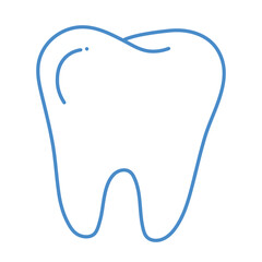 Blue tooth outline, hand drawn illustration, isolated on white, flat style