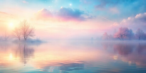 Obraz premium Softly fading pastel colors blend into a dreamy background, creating a sense of ethereal calmness and serenity, serene, hue