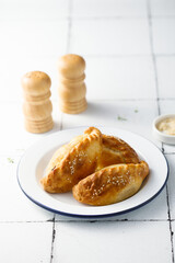 Traditional Russian pies with sesame seeds
