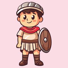 Cute Cartoon Roman Soldier vector illustration