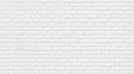 Clean white brick wall with uniform rectangular bricks, smooth surface, and evenly spaced mortar lines, classic masonry pattern, neutral and minimalistic background for design and architecture