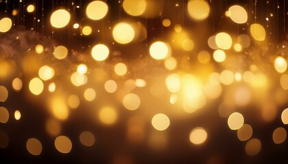 Obraz premium Blurred golden lights. festive string lights effect. Generated image