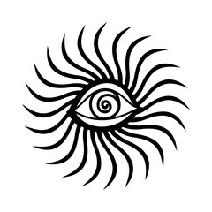 Eye optical illusion. Eye of Providence. Lineart Vector illustration. Magic celestial witchcraft symbol. Masonic symbol. Hand drawn logo or emblem