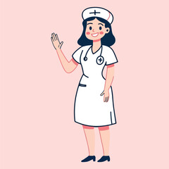 Cute cartoon Nurse in Uniform vector Illustration