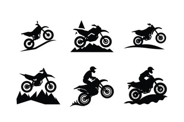 Obraz premium Extreme off-road bike silhouette on white background