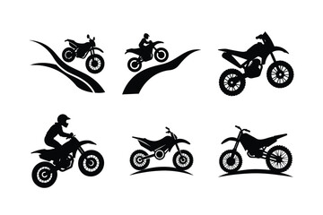 Obraz premium Off-road motorcycle silhouette on white background vector