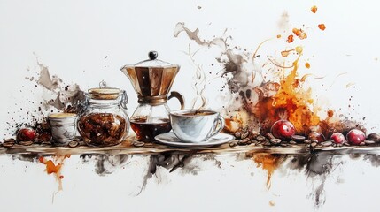 Coffee logo on white background. Selective focus.