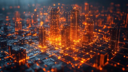 Fototapeta premium Cyberpunk Cityscape: A Digital Metropolis Illuminated