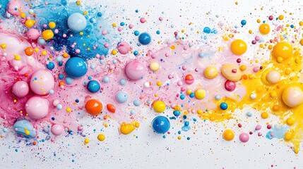 Colorful paint bubbles swirl abstract art background