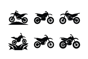 Fast off-road motorcycle silhouette isolated on white