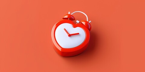 empathy marketing with advertising concept. Heart-shaped red alarm clock on an orange background.
