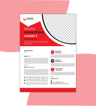 modern white and red design template for poster flyer brochure cover. Graphic design layout with graphic elements and space for photo background.