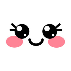 Cute vector kawaii emoji. Cute chibi face, sparkling eyes isolated on white background