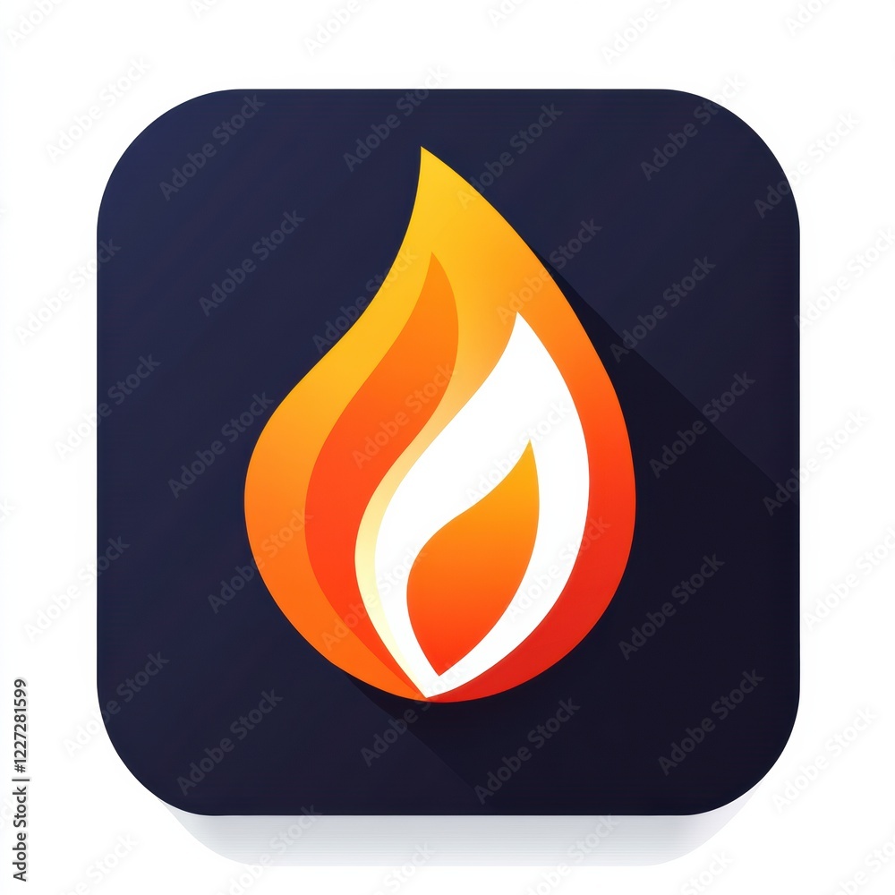 Leinwandbilder flame icon designed with vibrant colors for creative applications in digital art and branding. gener