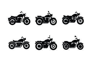 Obraz premium Retro motorcycle silhouette on white isolated background