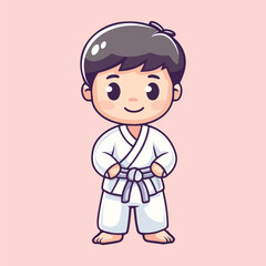 A cute cartoon Karate fight training vector illustration