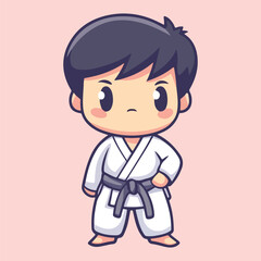 A cute cartoon Karate fight training vector illustration