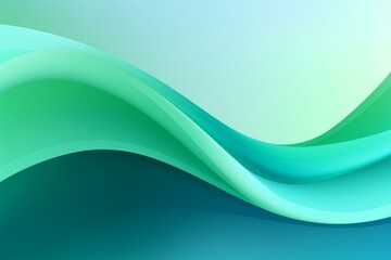 Smooth flowing green and blue gradient waves create a serene and elegant abstract background