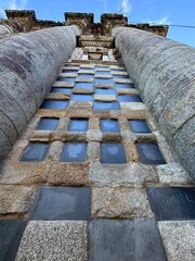 Romanesque checkered ashlar wall in Spanish monastery, Galicia
