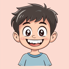 A cute boy smiles joyfully vector illustration
