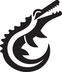 Simple crocodile logo on black and white background