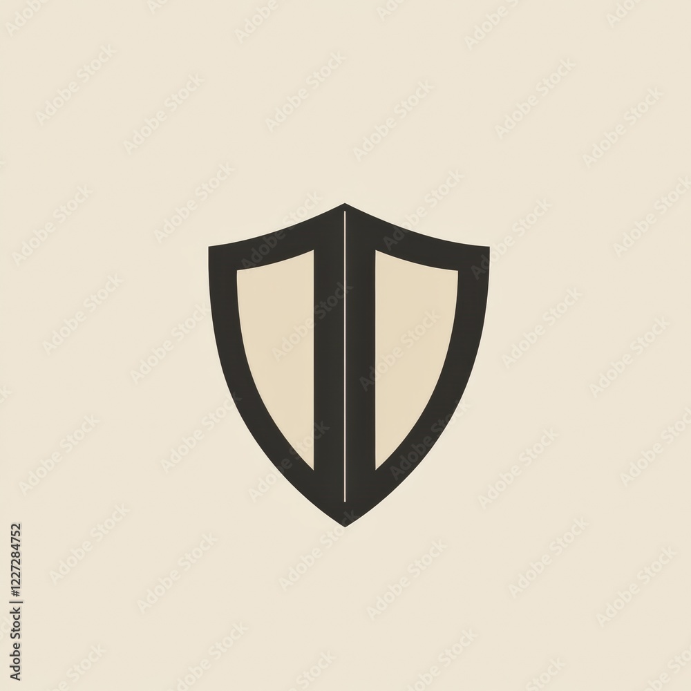 Aufkleber Shield design featuring a symmetrical shape and a simple color palette in a minimalist style. Generative AI